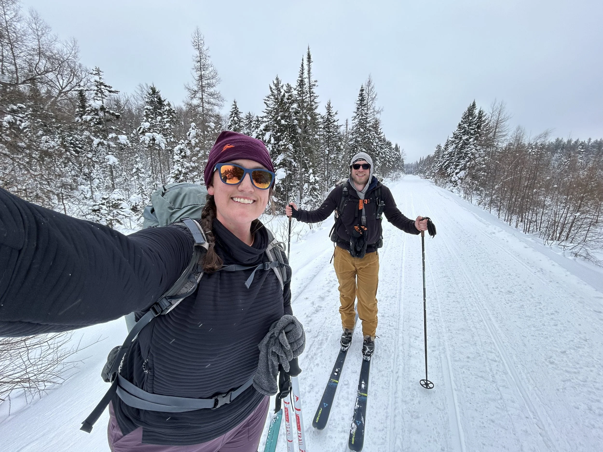 Bobby &amp; LIja ski to Woods Lake.