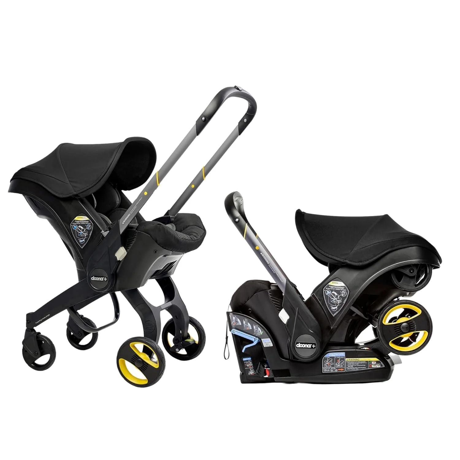 Doona Car Seat & Stroller, Nitro Black - All-in-One Travel System, This fancy one goes from the car to the stroller in seconds and can be put on the belt very easily