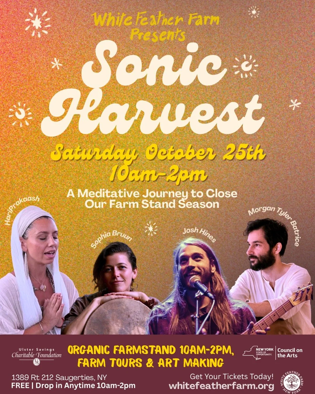 πΆβ¨ TOMORROW! Sonic Harvest: A Meditative Journey
Saturday, October 25th | 10am-2pm 
FREE & Open to All
Join us for a transformative sound healing experience as we celebrate the close of our Farm Stand season!
Drop in for a session or stay for