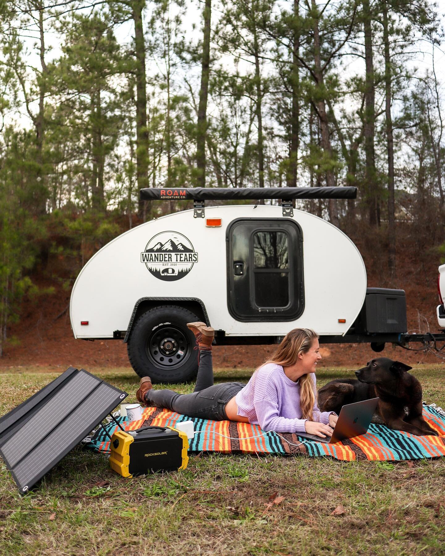 Who loves to get off the grid?🌲

When we go on trips, we typically leave civilization behind (I mean that is the point of camping, right?!)

But that doesn&rsquo;t mean we stop using our cameras, drone, laptops, and phones. 

Our @rocksolars Nomad P