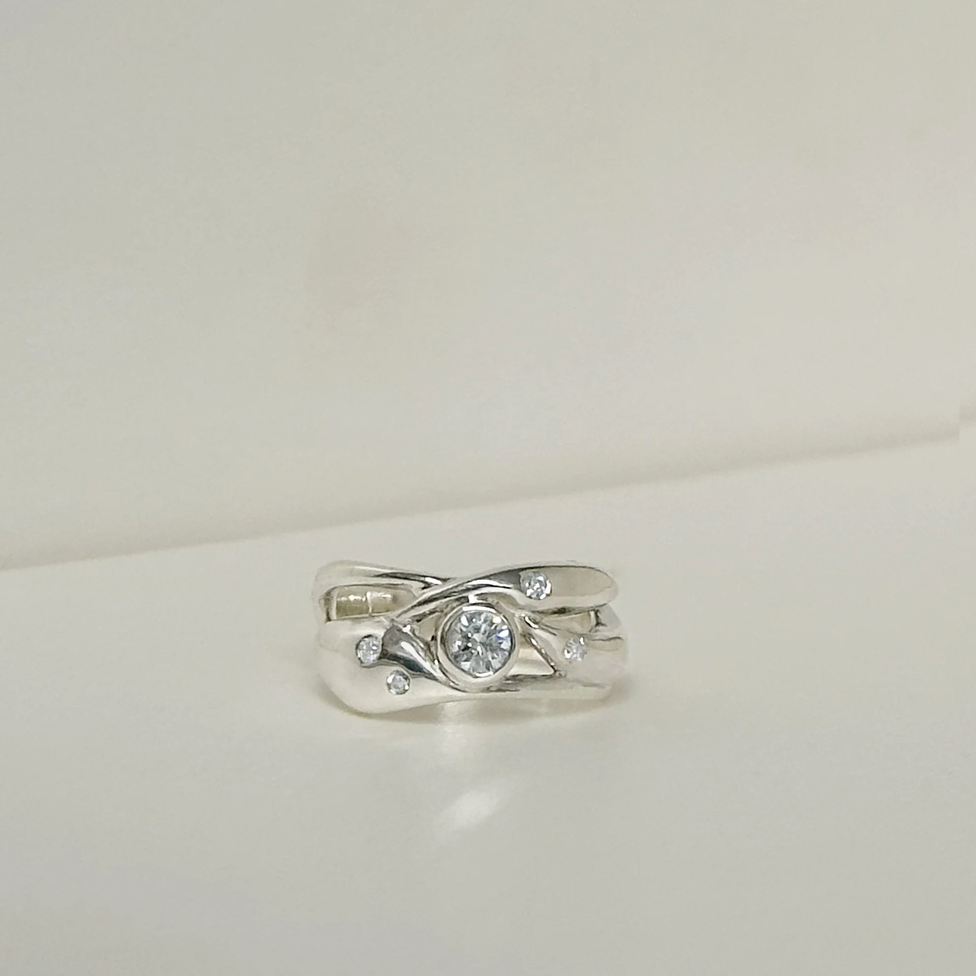 Silver Currents Diamond Ring