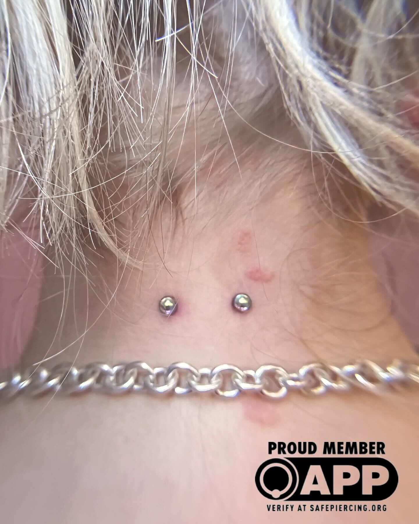 Fresh Nape Piercing done by Blake! These fun &ldquo;Bubble&rdquo; tops are the Glass Aurora Tops by @peoples_jewelry !!