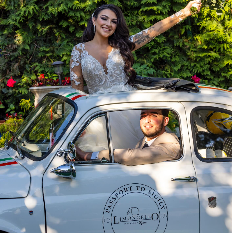 Just getting married on our FIAT 500 at Piazza Di Roma