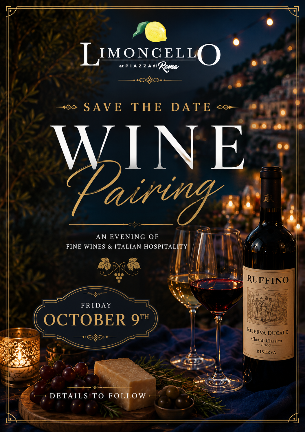Wine Pairing (Details to follow)
