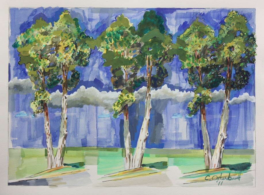 Cedar Tree & Cloud, 16” x 22”, watercolor