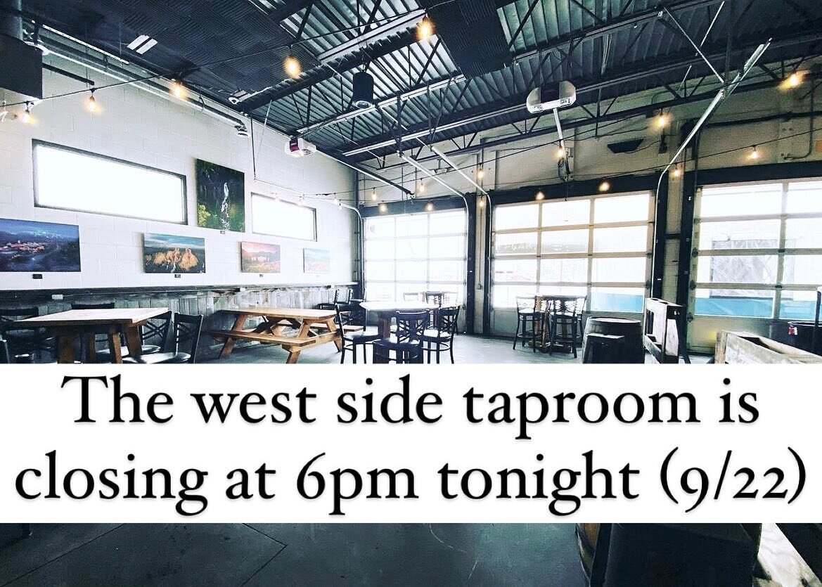 The west side taproom is closing at 6pm tonight (9/22). Thank you for understanding and sorry for the inconvenience. 🍻

#stormpeakbrewing #steamboatsprings #colorado #craftbeer #closure