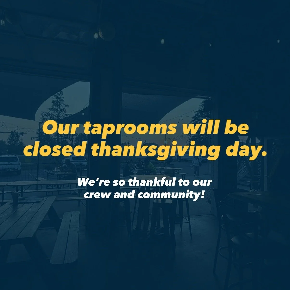 Our taprooms will be closed thanksgiving day. We&rsquo;re so thankful so our crew and community for everything they do for to make us everything we are. Hug and high five your loved ones!

#stormpeakbrewing #steamboatsprings #colorado #craftbeer #tha