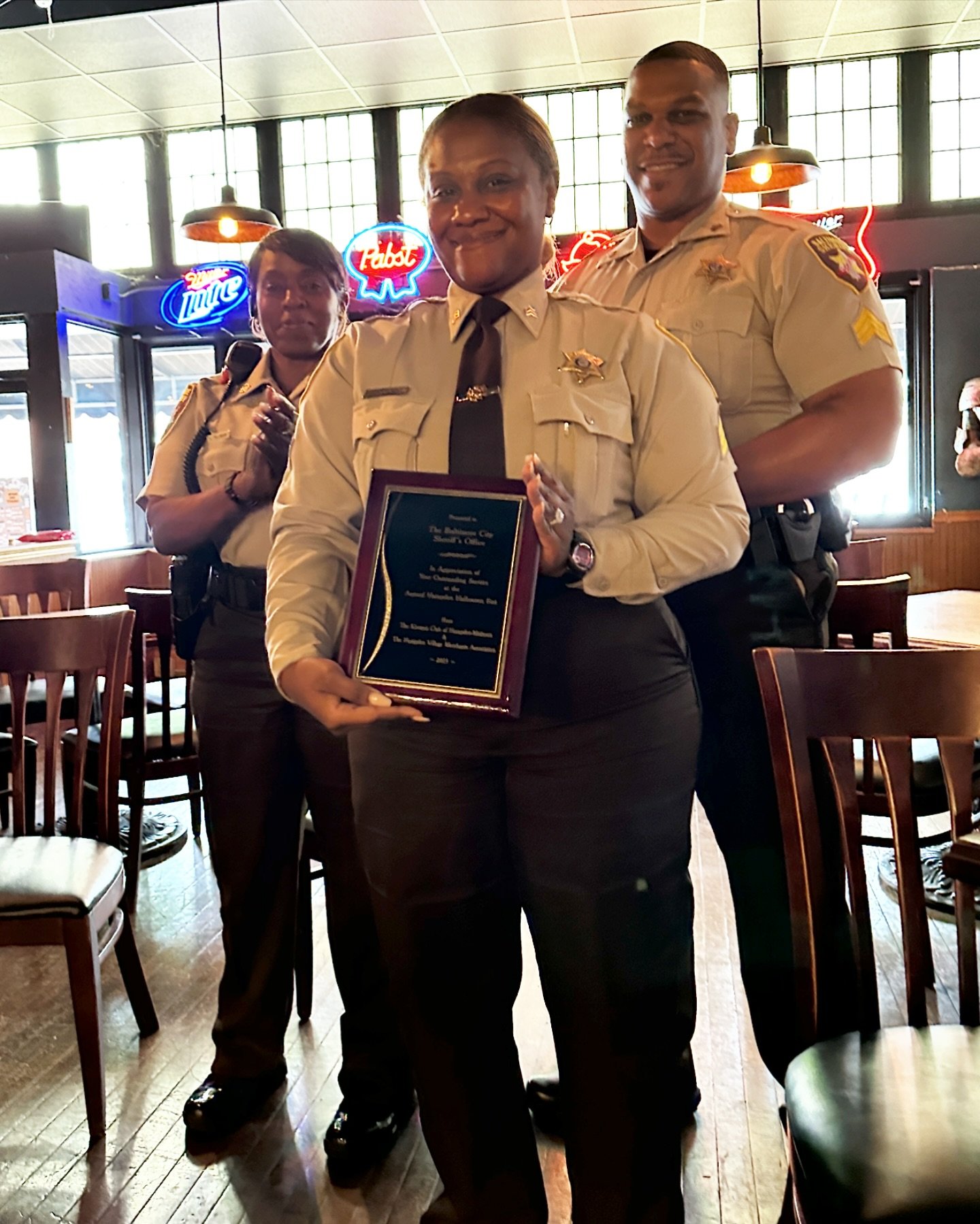 Today at the monthly HVMA meeting, we were proud to celebrate the wonderful work of @bmoresheriff department and their continued work with our community in Hampden! We couldn&rsquo;t host the wonderful festivals, sidewalk sales, and more without thei