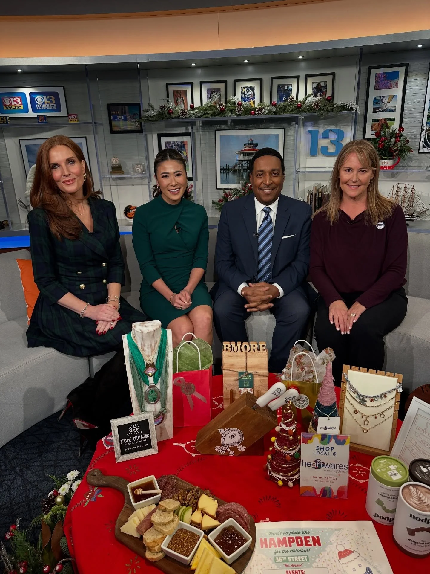 A huge thanks to Kim from @wordswithboards for promoting many of the fabulous small businesses around town on @wjztv yesterday! We have one final weekend of the Holidays in Hampden filled with caroling, shopping, and merriment. So make your plans to 