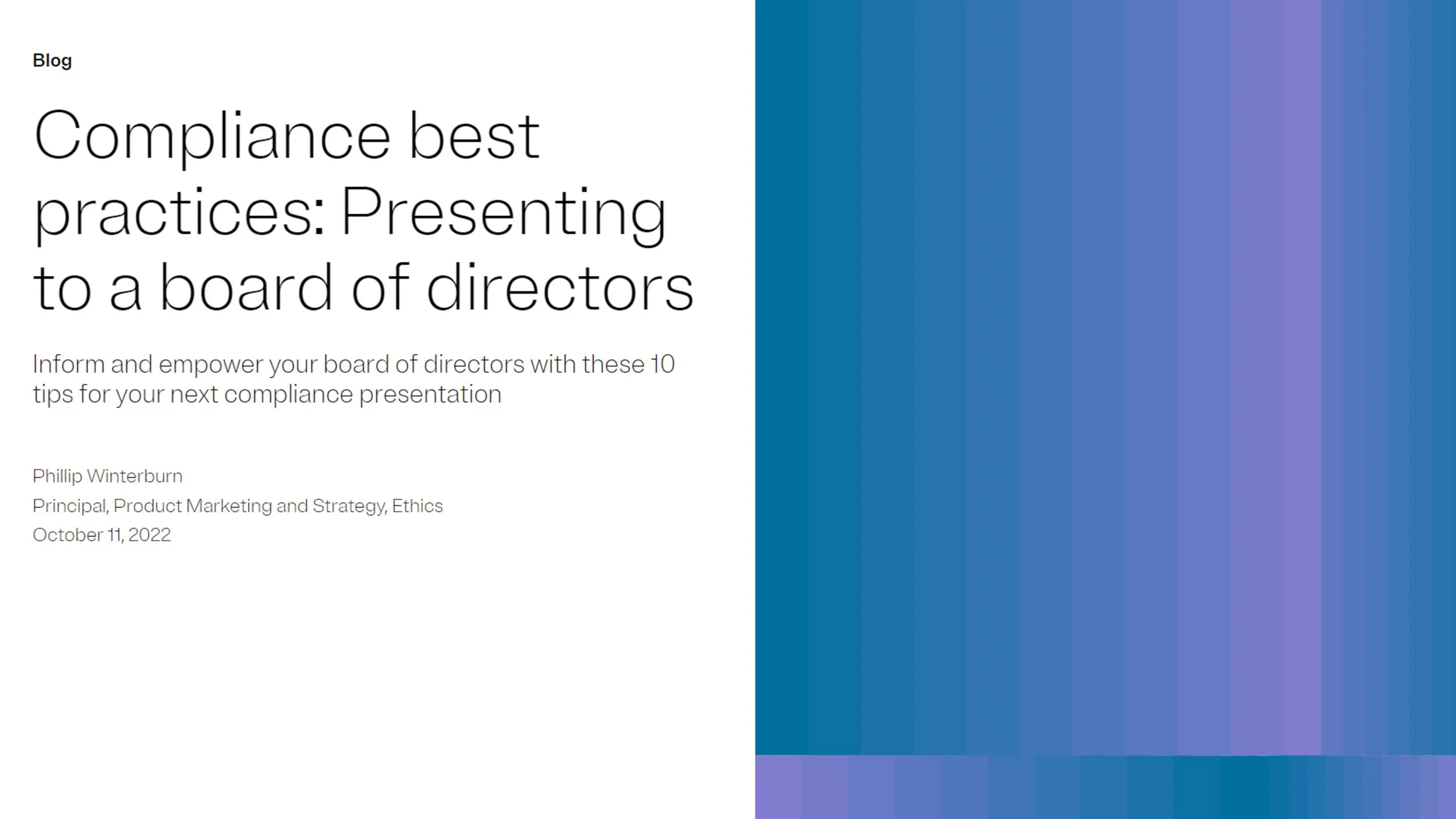 Compliance best practices: Presenting to a board of directors blog
