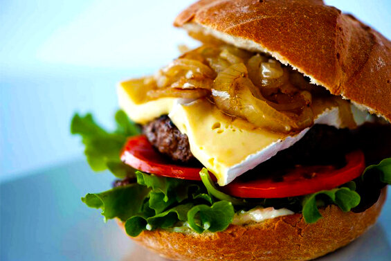Scratch-made burger at Prosecco Cafe