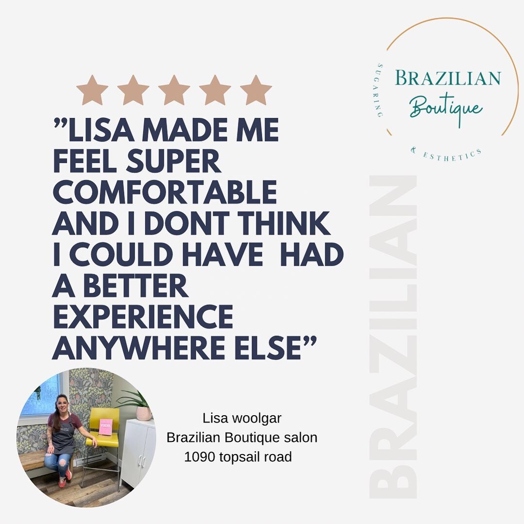 Your reviews make our day!We try our best to make you leave feeling just as beautiful as you are. #sugaring #brazilian #beautiful #brazilianboutique #mountpearlsalon