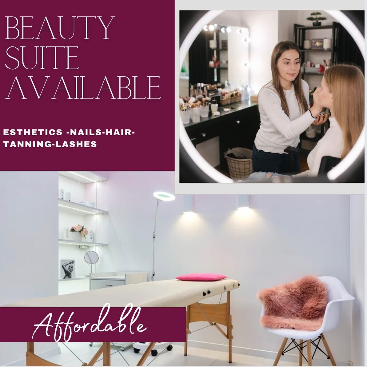 BOUTIQUE SALON SUITES

NEVER do we have availability! Estheticians and beauty professionals we have the spot for you! Won&rsquo;t last long. Today is the day to start your own journey in your own suite! Message for details!