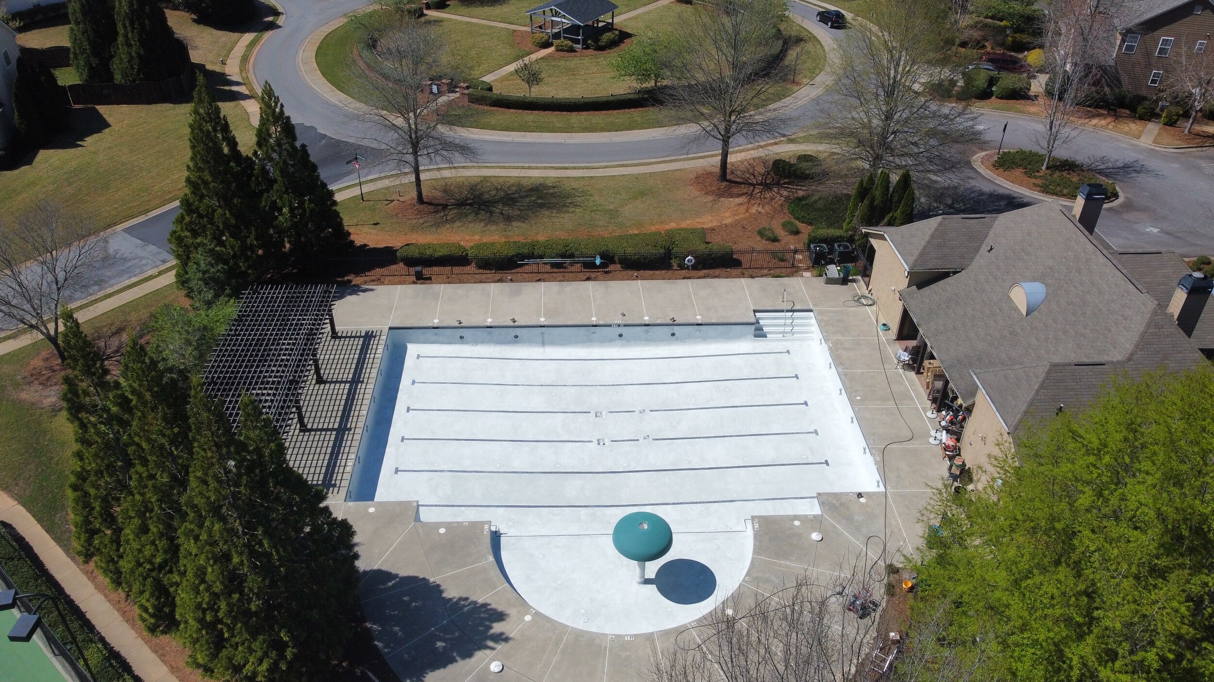 Commerical Bird's Eye View- Blue Quartz- Post Plaster Finish