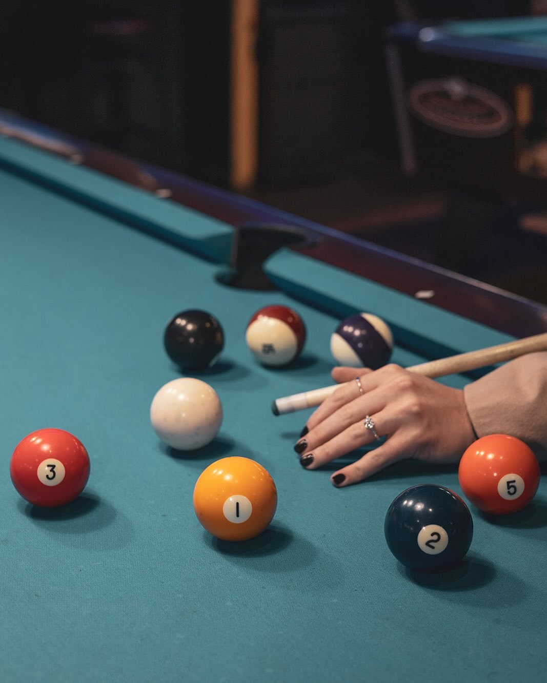 Nothing better than a shot of whisky, a pool table, and a couple deep in love 🤍 can&rsquo;t wait for this couples wedding in the spring!