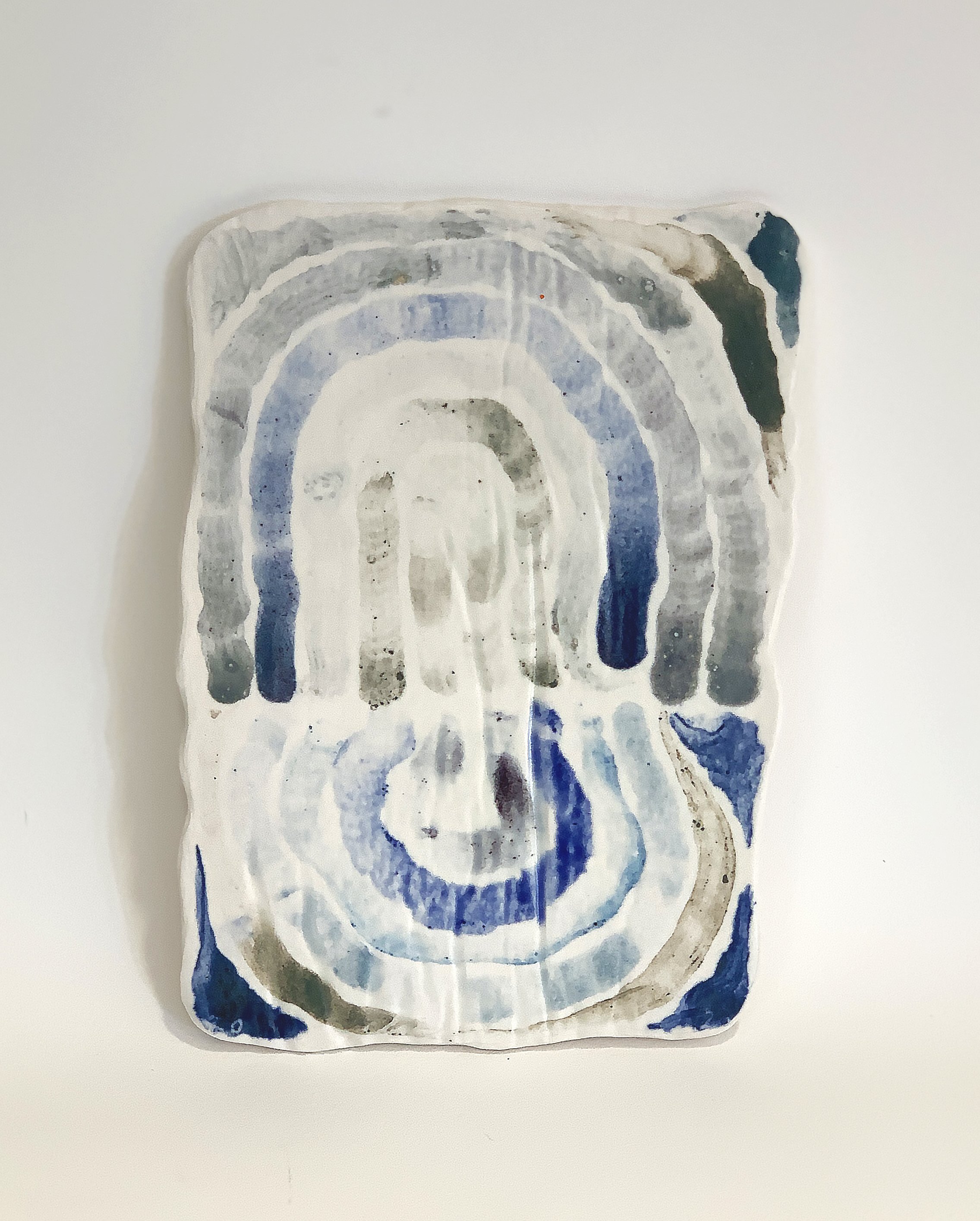 january in late july, underglaze on porcelain, 7 x 6 inches, 2023