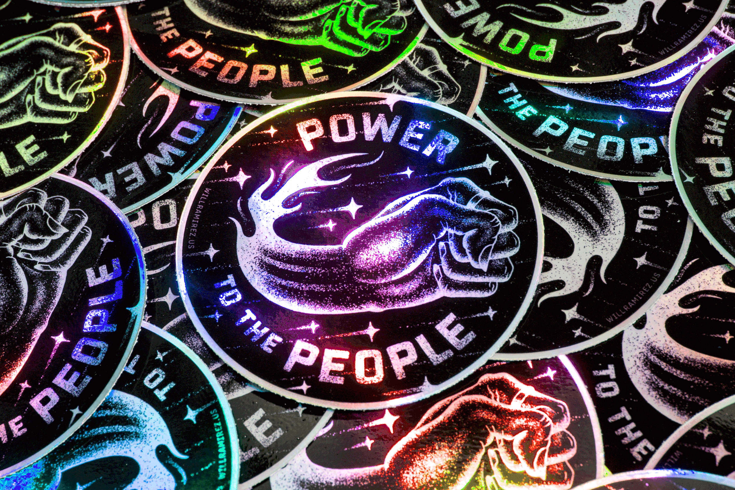 Power to the People Holographic Sticker