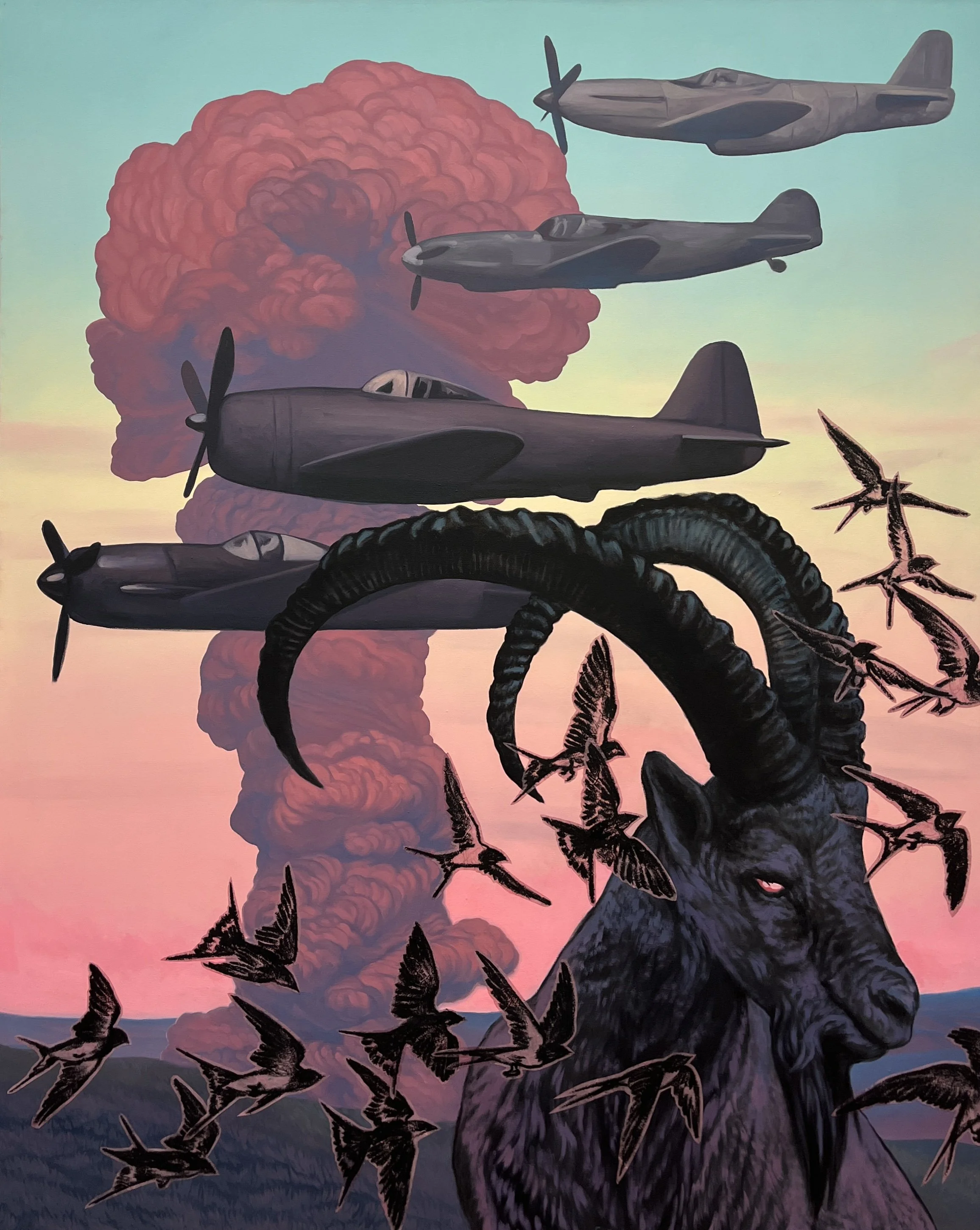 Grief for the Dispossessed, Oil on canvas with mixed media, 60”x 48”, 2024 (Unavailable)