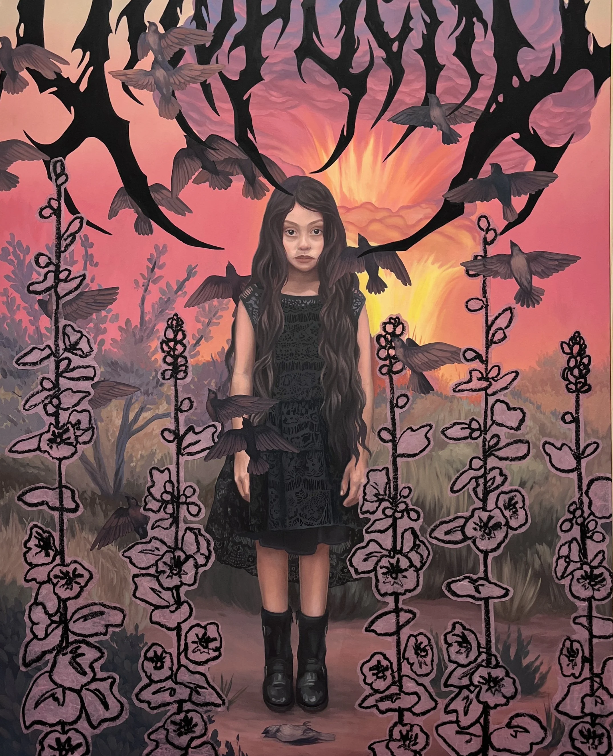 Why Run?, Oil on canvas with mixed media, 60”x 48”, 
2024 (Available)