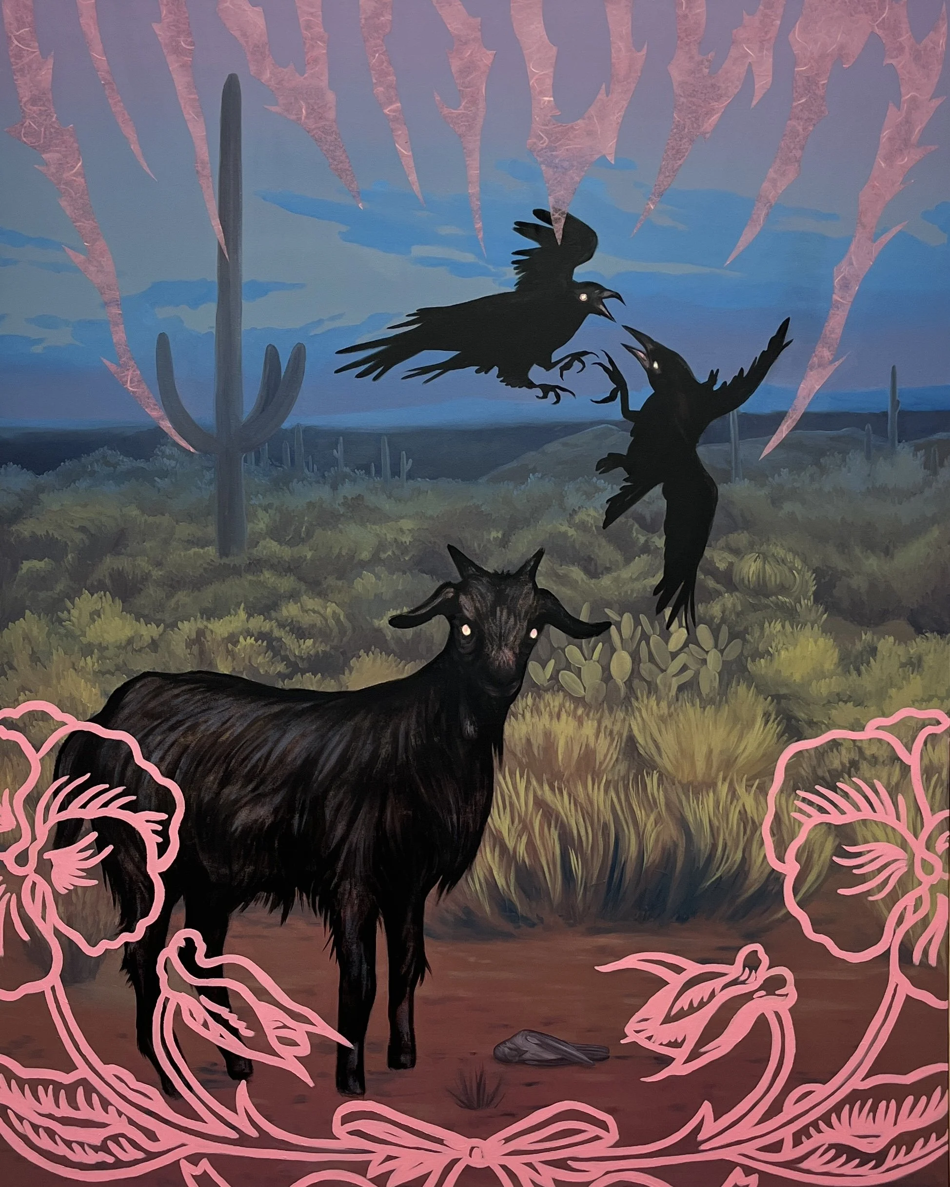 Torn Land, Lifeless Remains, Oil on canvas with mixed media, 60”x 48”, 
2024 (Available)