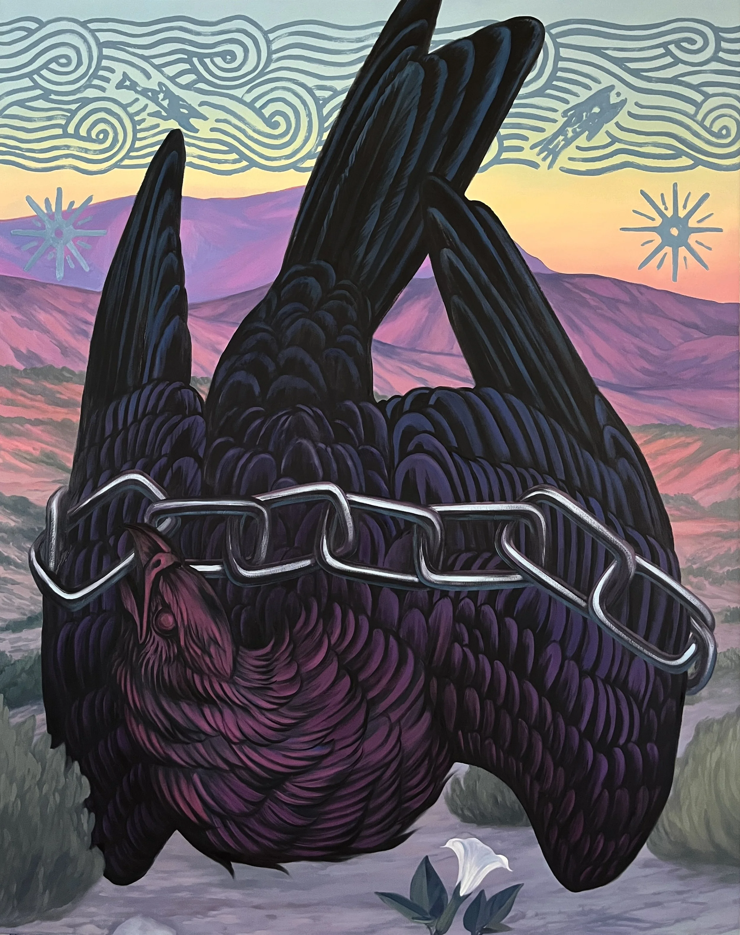 State of Fear, Oil on canvas with mixed media, 60”x 48”, 2025 (Available)