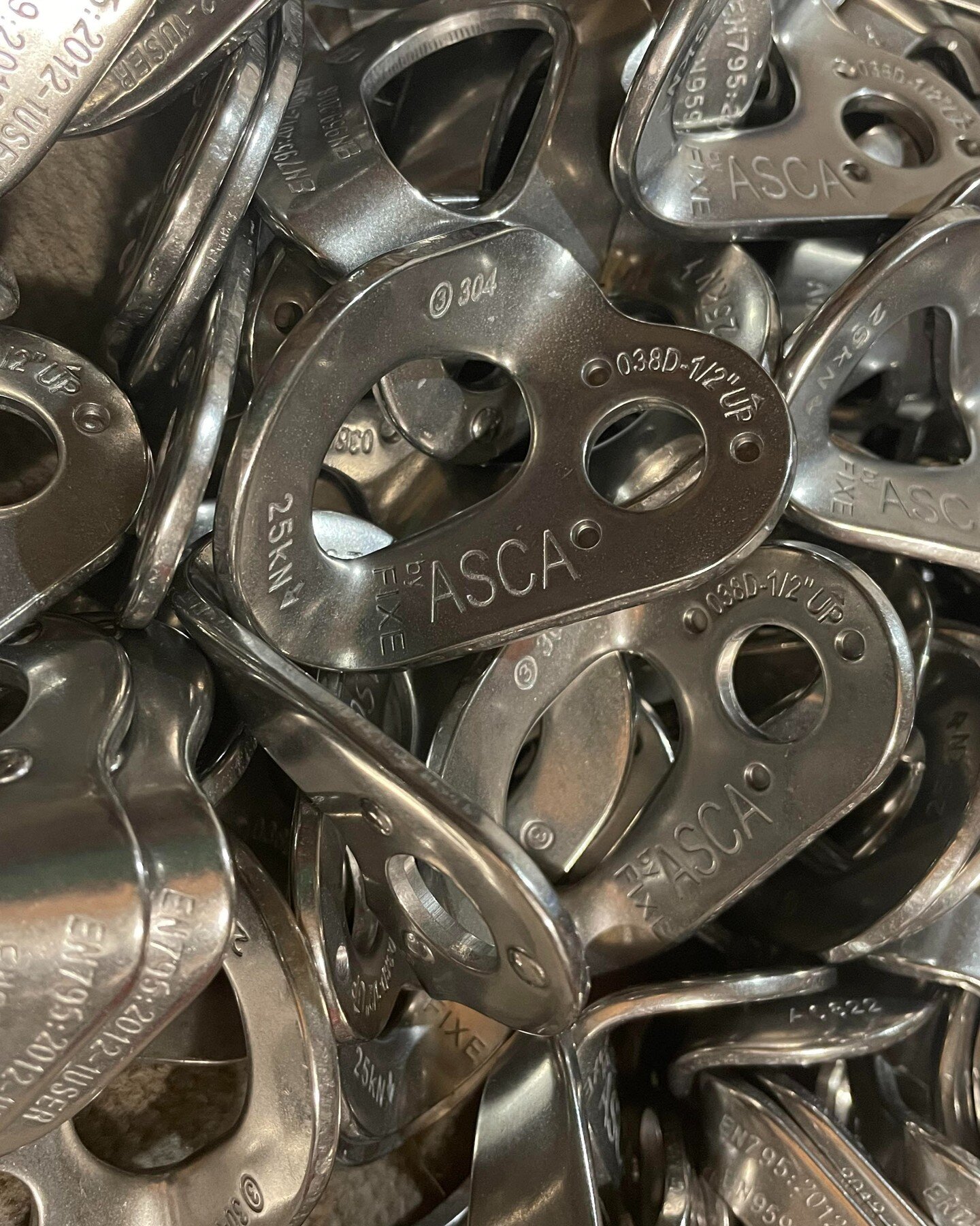 A massive pile of Fixe hardware is back in stock at ASCA HQ to support rebolting efforts across the country! 

If you clip ASCA stamped hangers out at the crag it means a dedicated steward has volunteered their time to make the crag safer for climber
