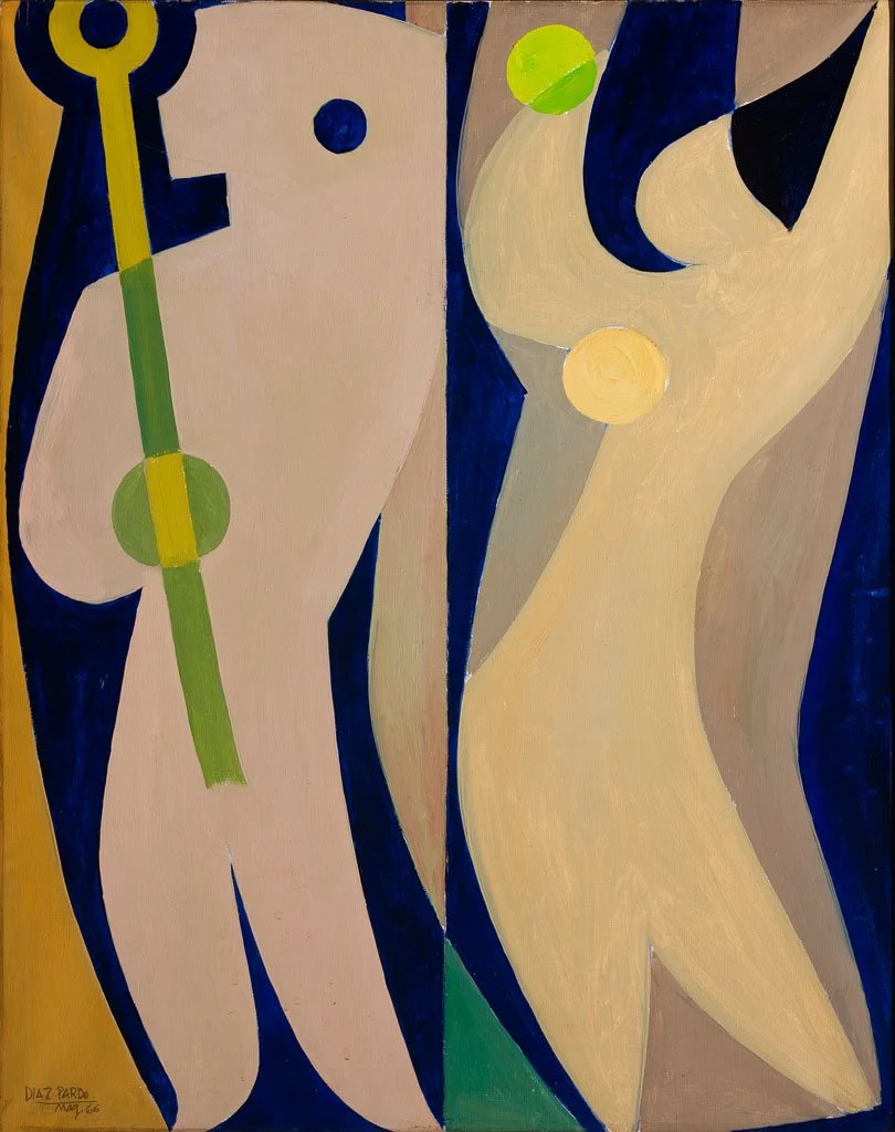 Isaac Díaz Pardo. Estudios e variacións da parella. Óleo sobre lienzo. 74 x 58 cm.