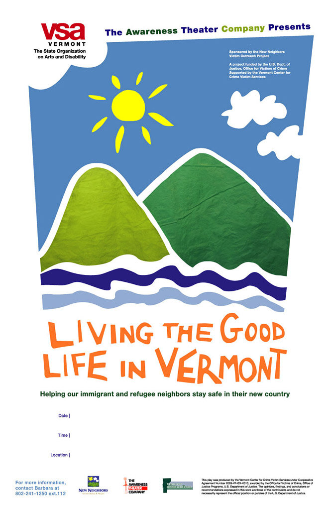 VSA VT, a Kennedy Center Affiliate, Theatre Poster, 11 x 17. Non-profit organization.