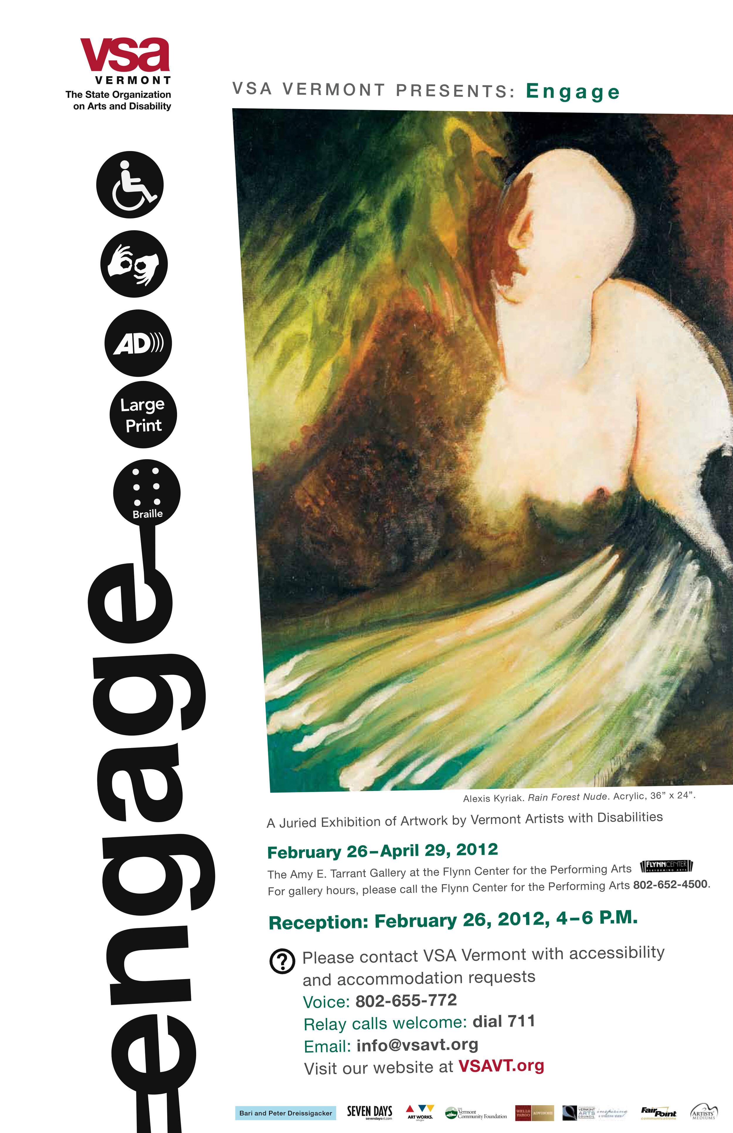 VSA VT, a Kennedy Center Affiliate, Exhibition Poster, 11 x 17. Non-profit organization.