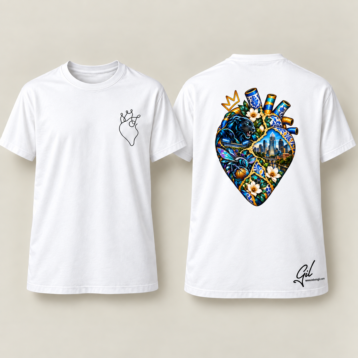 The Heart of Charlotte | The Heart of Cities Collection – Signature Art T-Shirt by Edwin Gil