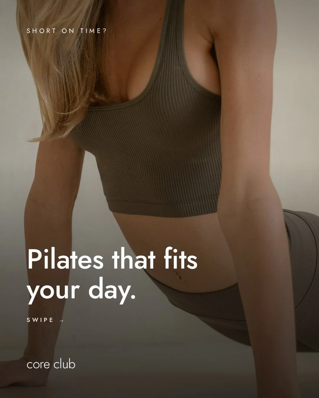 Short on time? 🤍

Five minutes before school drop-off or a full hour on a slow Sunday, Core Club has a workout for it. Filter by time, focus and props, and press play. x