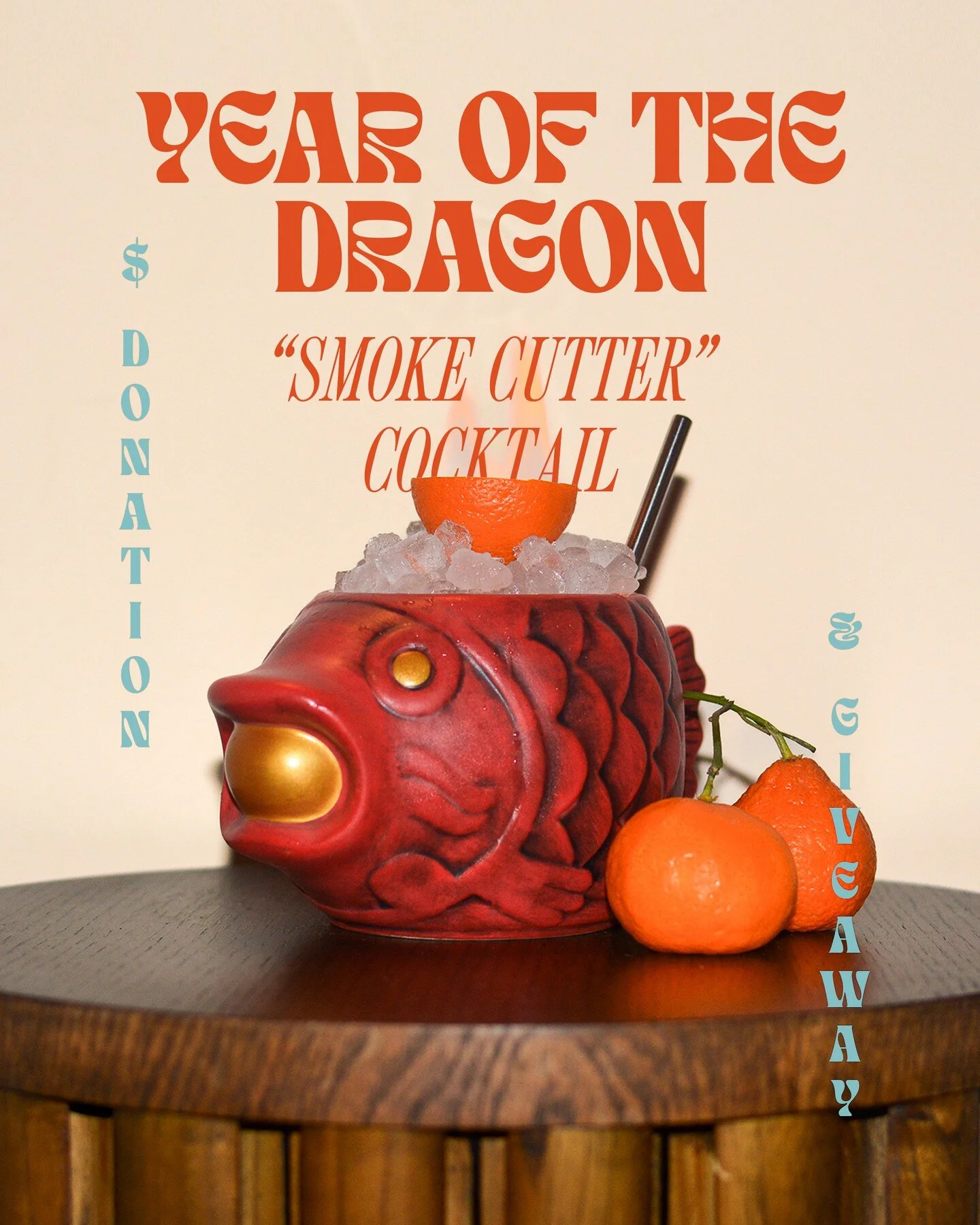 We're celebrating 🐉 LUNAR NEW YEAR WEEK 🐉 with another special cocktail! Introducing the 'SMOKE CUTTER' with scotch, cura&ccedil;ao, black sesame, coconut, lemon, orange, and pineapple 🌋

AVAILABLE UNTIL SAT 2/10, each cocktail ordered includes:
-