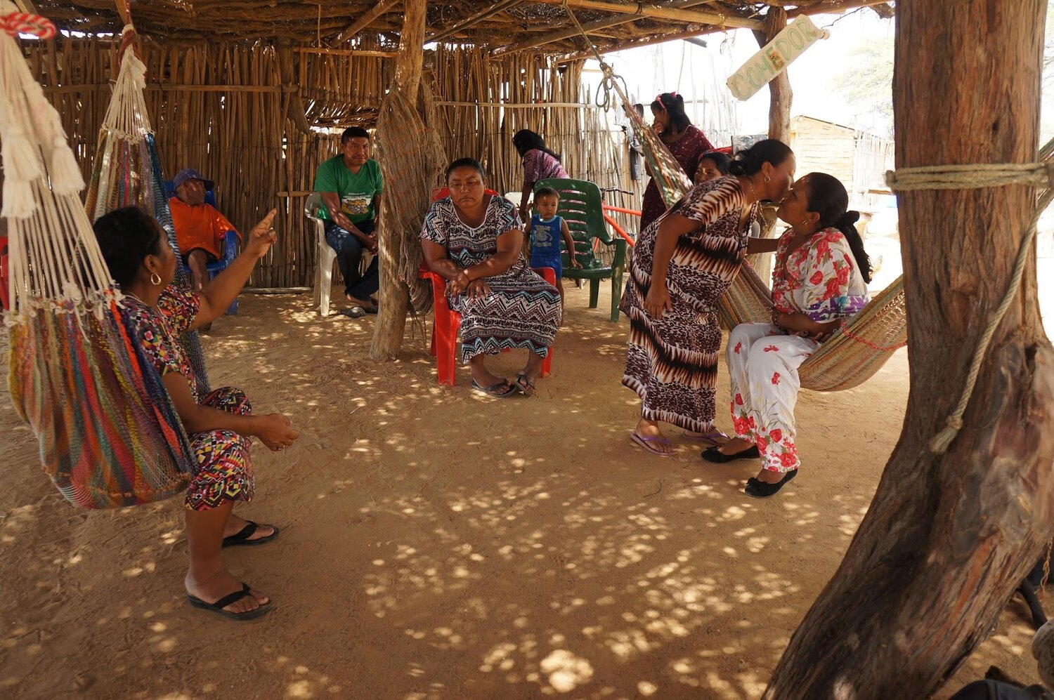 The Wayuu live and sleep in communal spaces within their rancherias. La Guajira, Colombia. Photo by D.H. Rasolt.