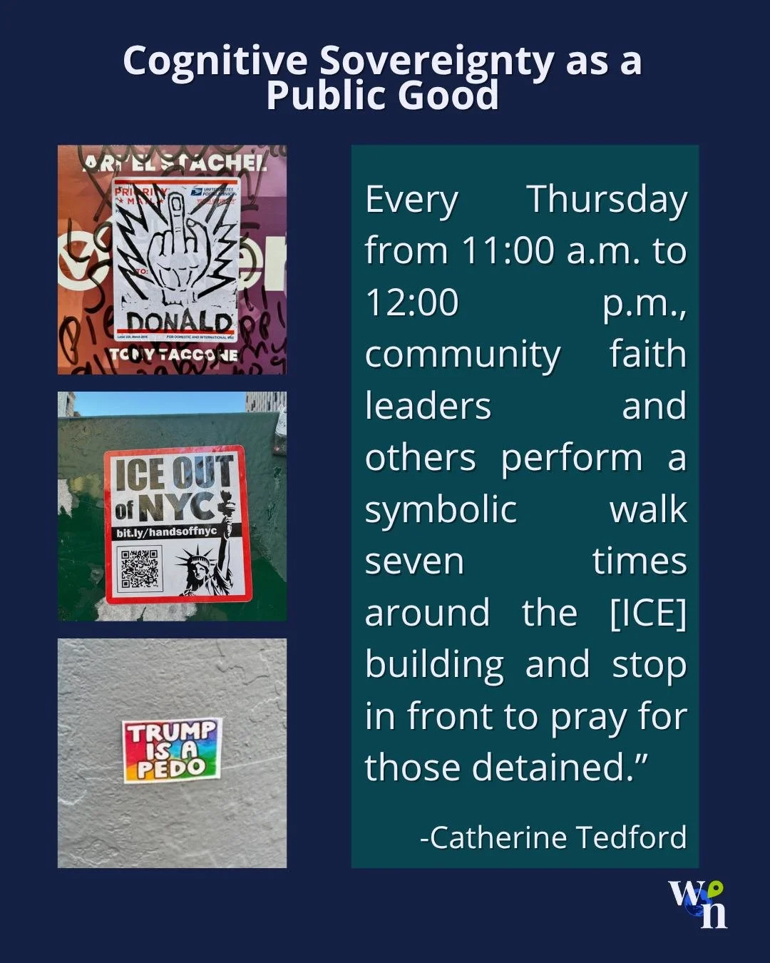 In Lower Manhattan, political street art and weekly Jericho walks tell a deeper story about resistance in the shadow of intensified ICE operations. In her latest piece, Catherine Tedford documents the stickers, symbols, and silent protests that revea