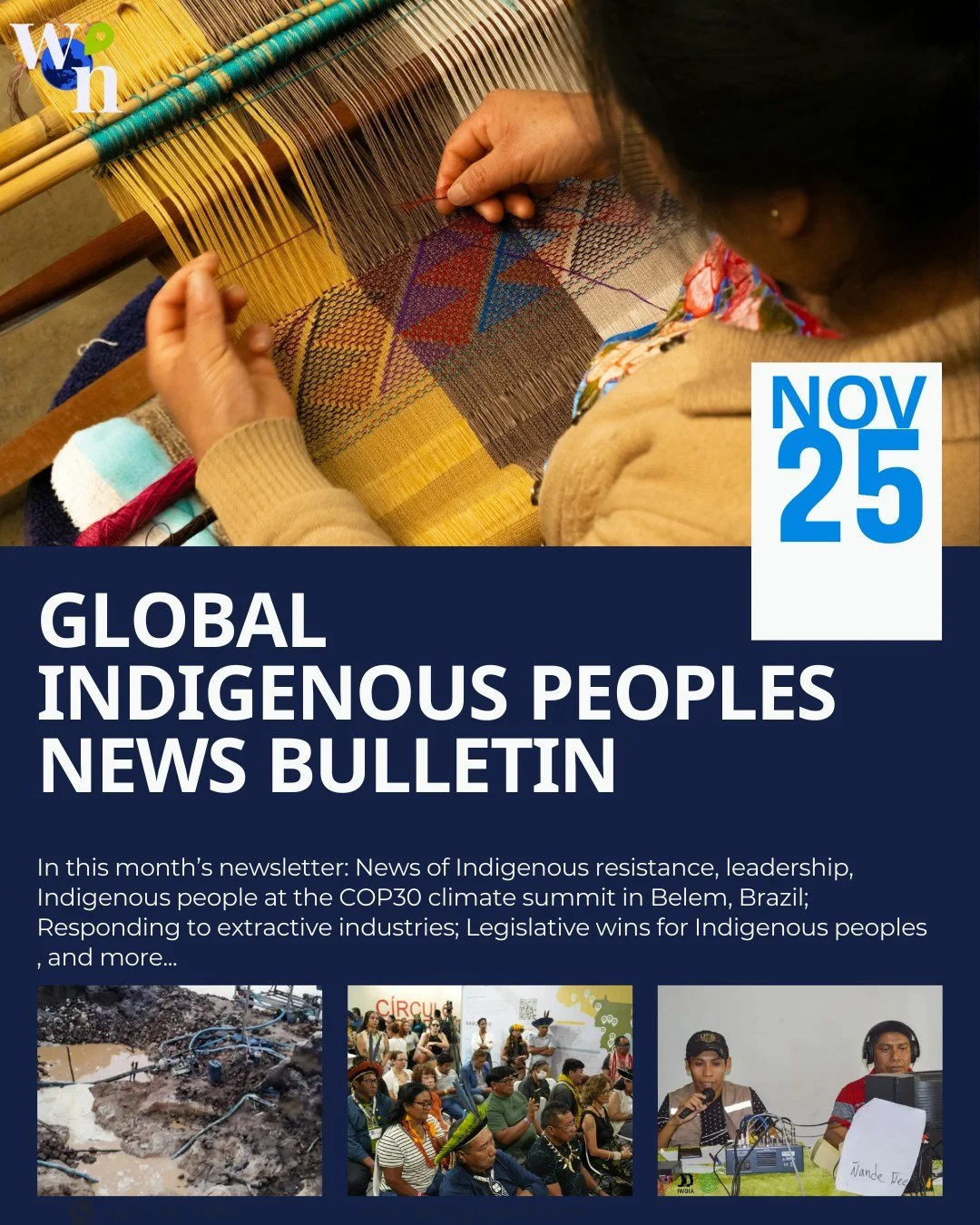 Here comes the November issue of the Global Indigenous Peoples News Bulletin curated by Teodora Hasegan! In this month's edition, read about a new exciting Weave News series, The COP30 Climate summit and other global news!

Read Teodora's newsletter 