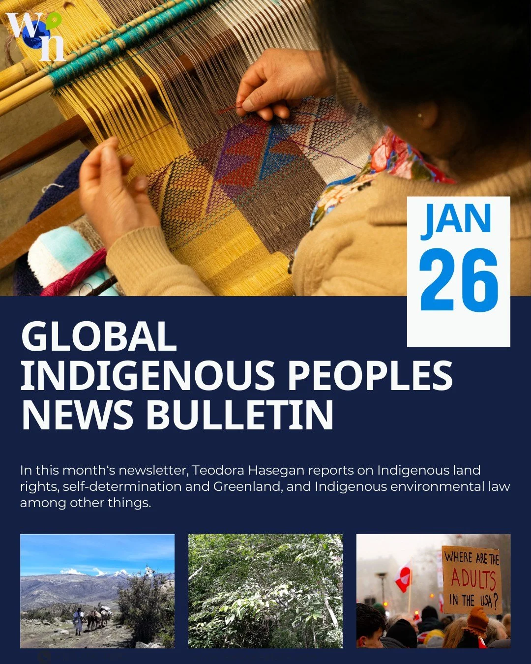 In the January Issue of the Global Indigenous News Bulletin, as always curated by Teodora Hasegan, you can find issues like Indigenous Land rights, self-determination and Indigenous environmental law. 

Read up on the issues now in the News Bulletin 