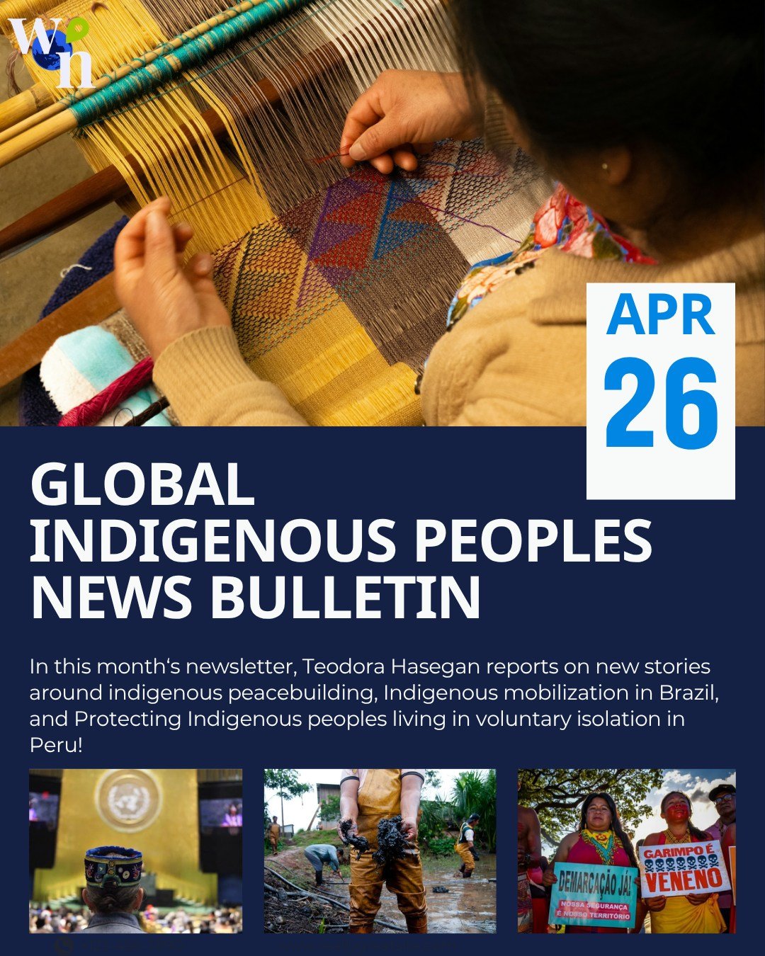Our latest Global Indigenous Peoples News Bulletin is here.
In the April edition, Teodora Hasegan highlights Indigenous leadership on health, climate justice, land rights, peacebuilding, AI, and human rights from the UN to Brazil, Peru, and beyond.


