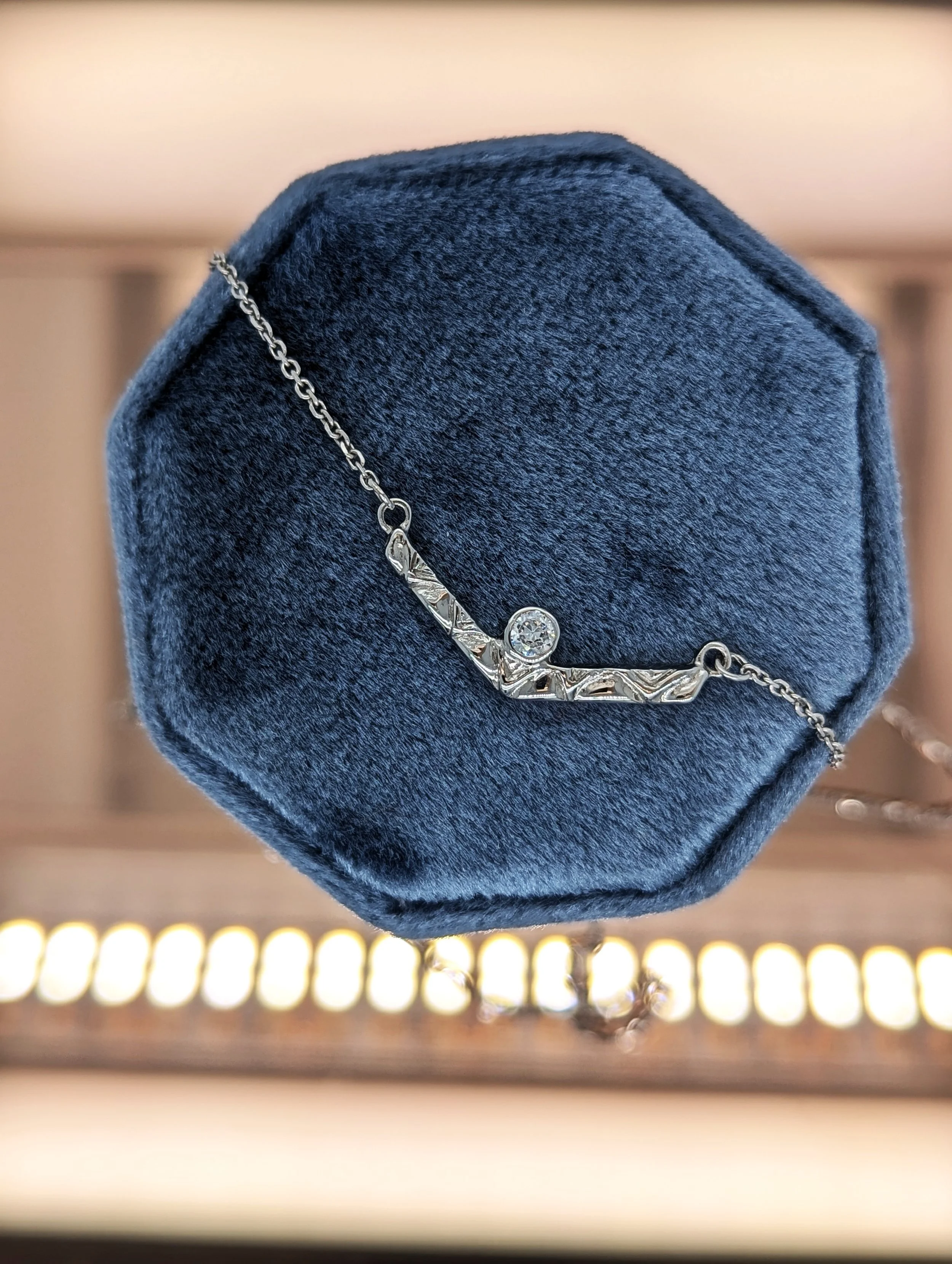 Diamond Carved V Necklace