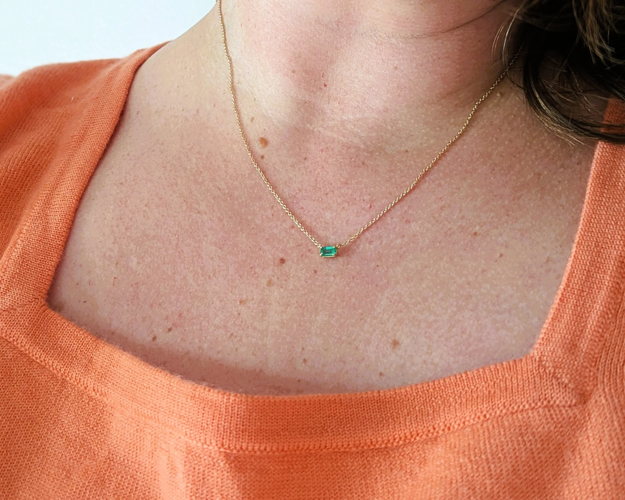 Emerald Solitaire Necklace