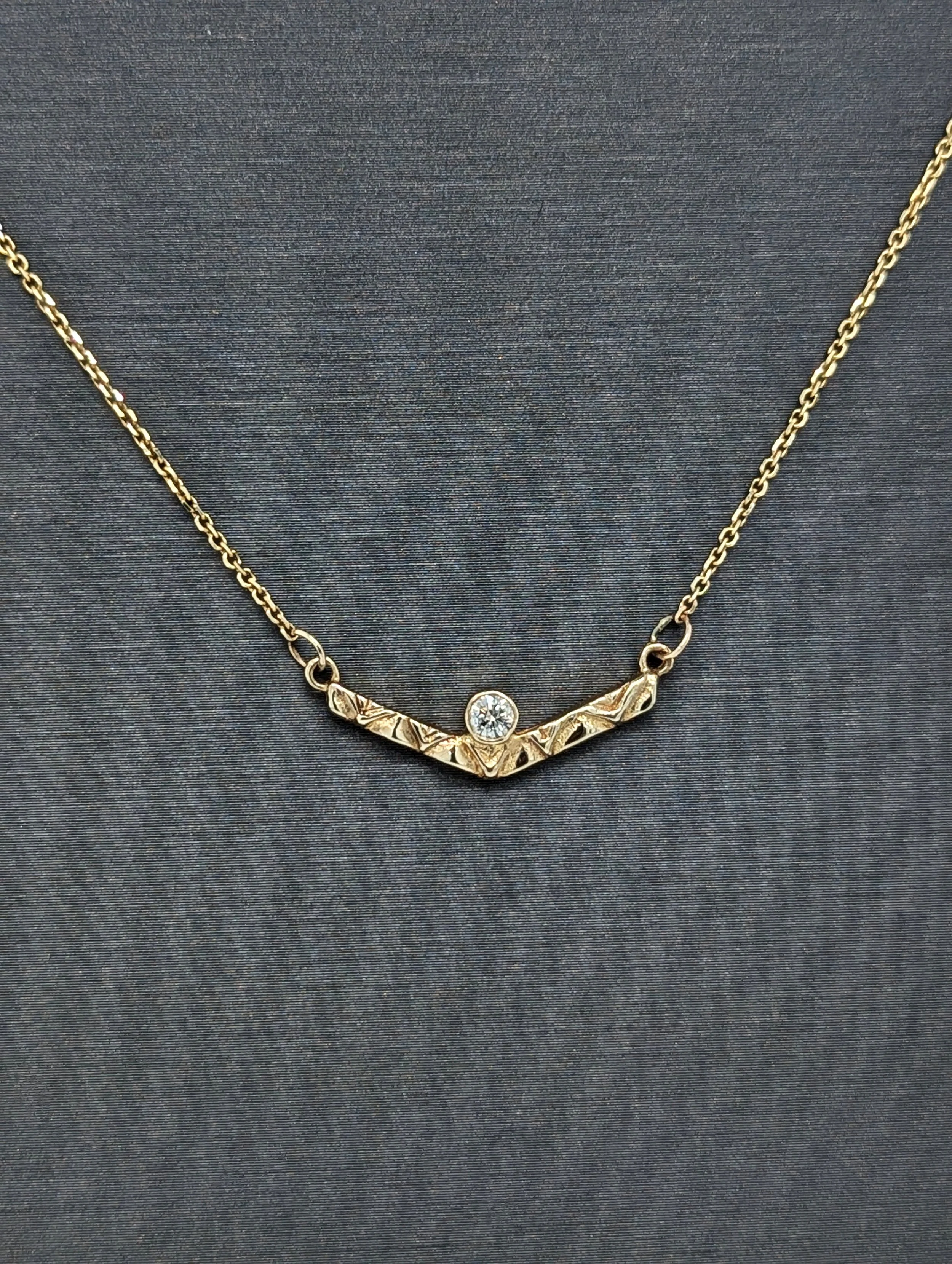 Diamond Carved V Necklace