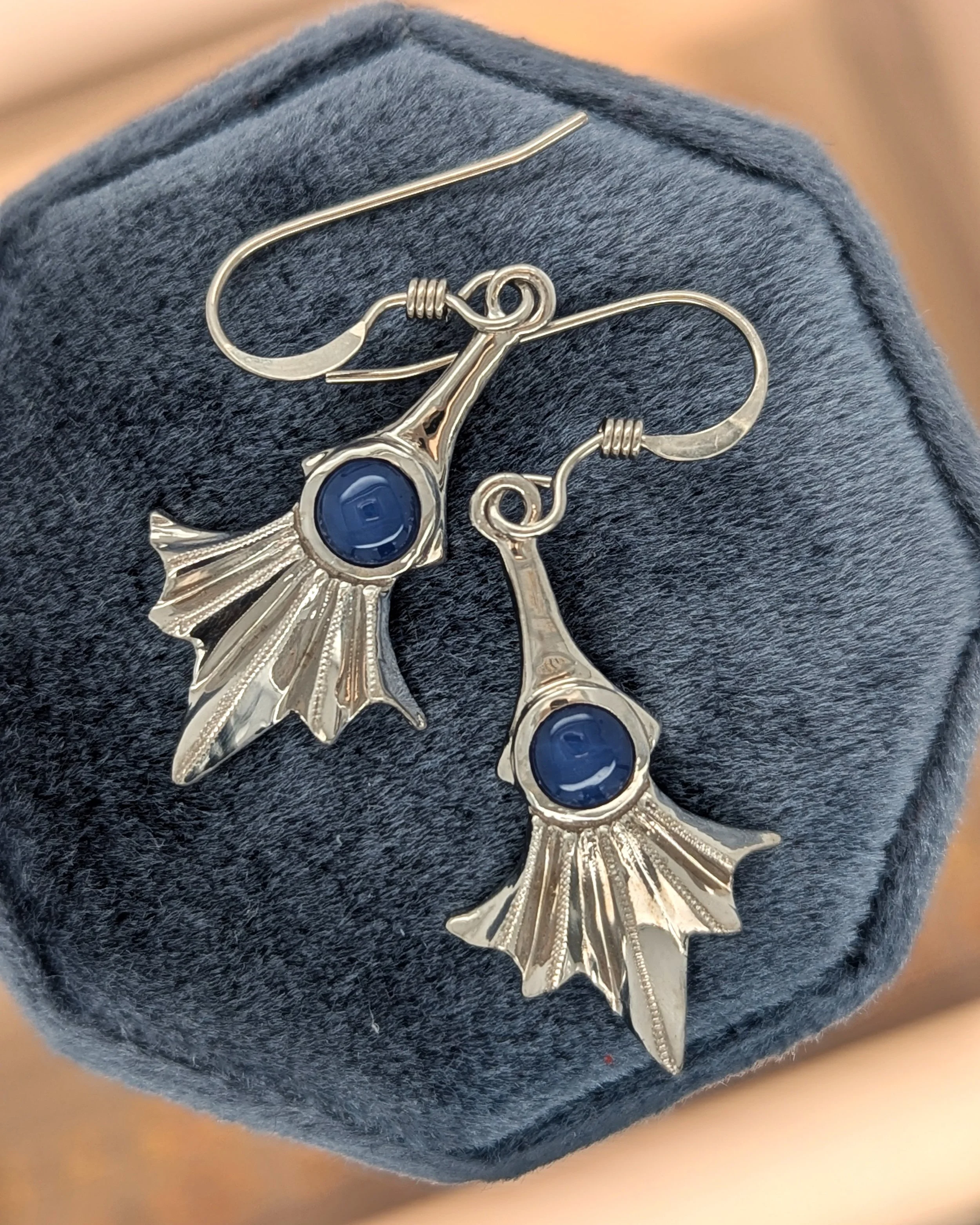 Star Sapphire Deco Drop Earrings