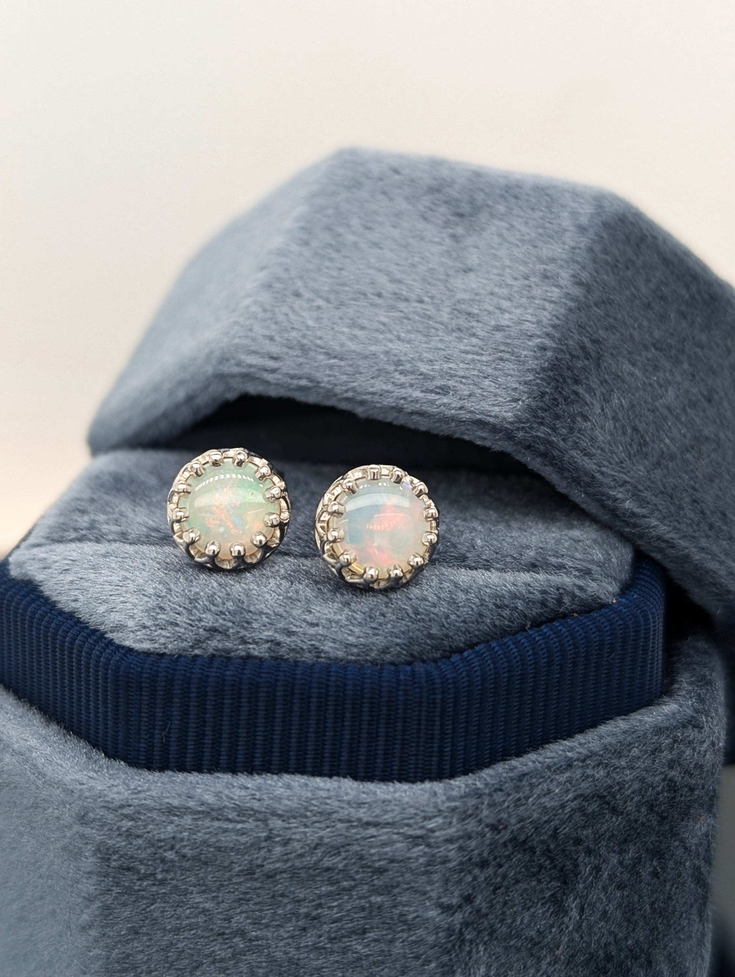 Sterling Opal Crown Studs