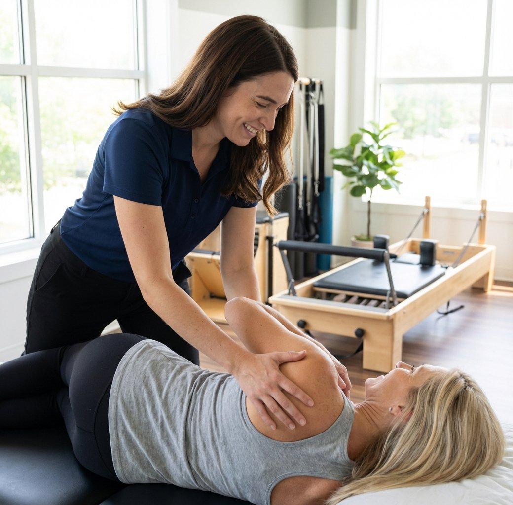 atient working with a provider at a Pilates clinic in Charlotte