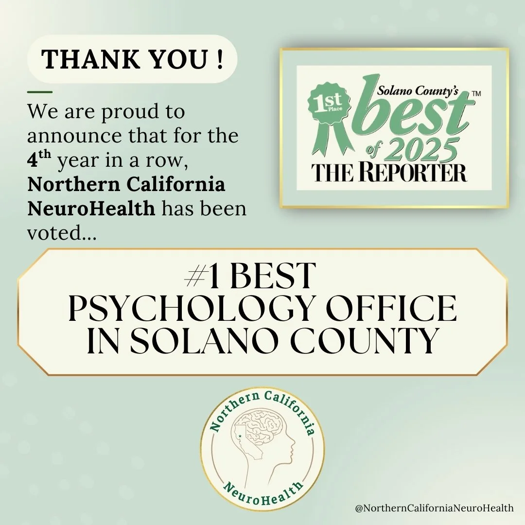 NCNH has been awarded with Best Psychology Office in Solano County in 2025 by The Reporter! 🏆🤩🥳

Thank you so much for voting! 🫶 Our doctors and staff could not have accomplished this without the support from our patients and community 💚🧠

2025