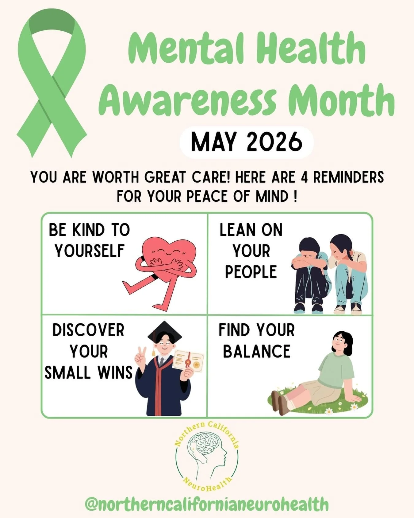 May is here, spring has sprung...let's celebrate Mental Health Awareness Month 🌷🌤️! Let's remind ourselves to take care of our mental health and each other's well-being 🧠🩷. If you're needing assistance with your mental health needs, please check 
