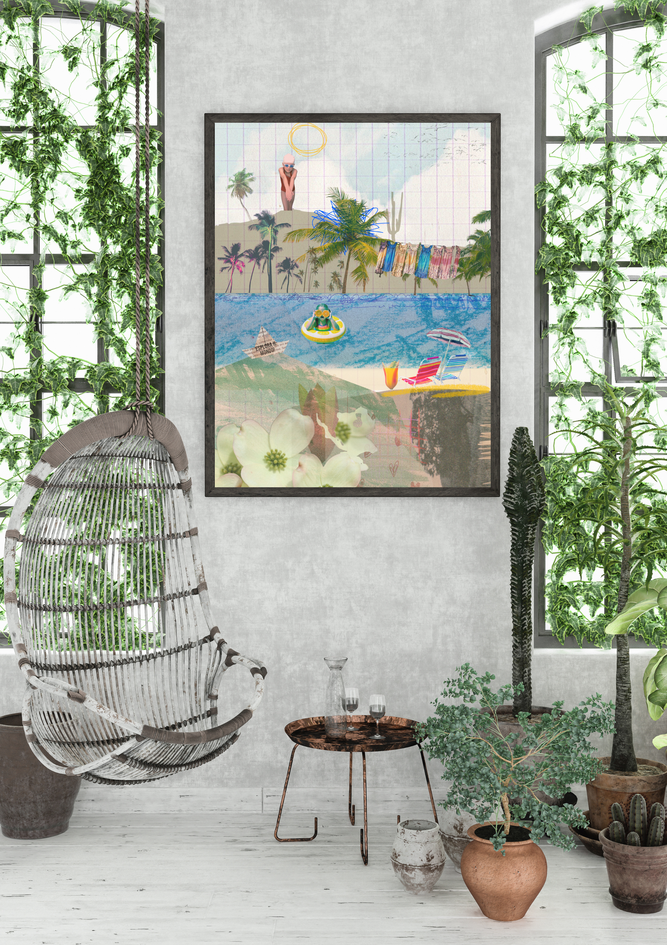 Green Natural Botanical Organic Poster Frame Wall Art Mockup .png