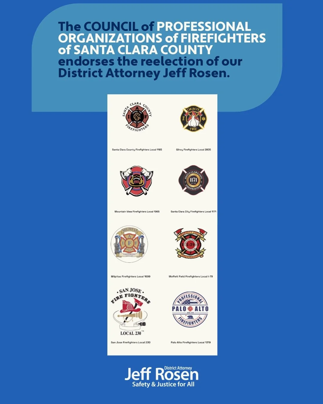 I am honored and humbled to be endorsed by Santa Clara County Firefighters Council of Professional Organizations and Firefighters. They represent more than 1,100 first responders &amp; firefighters in Santa Clara County. Achieving an effective &amp; 
