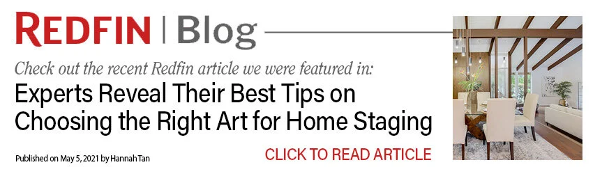 Gin Treadwell Interiors featured in a Redfin article on choosing art for home staging.