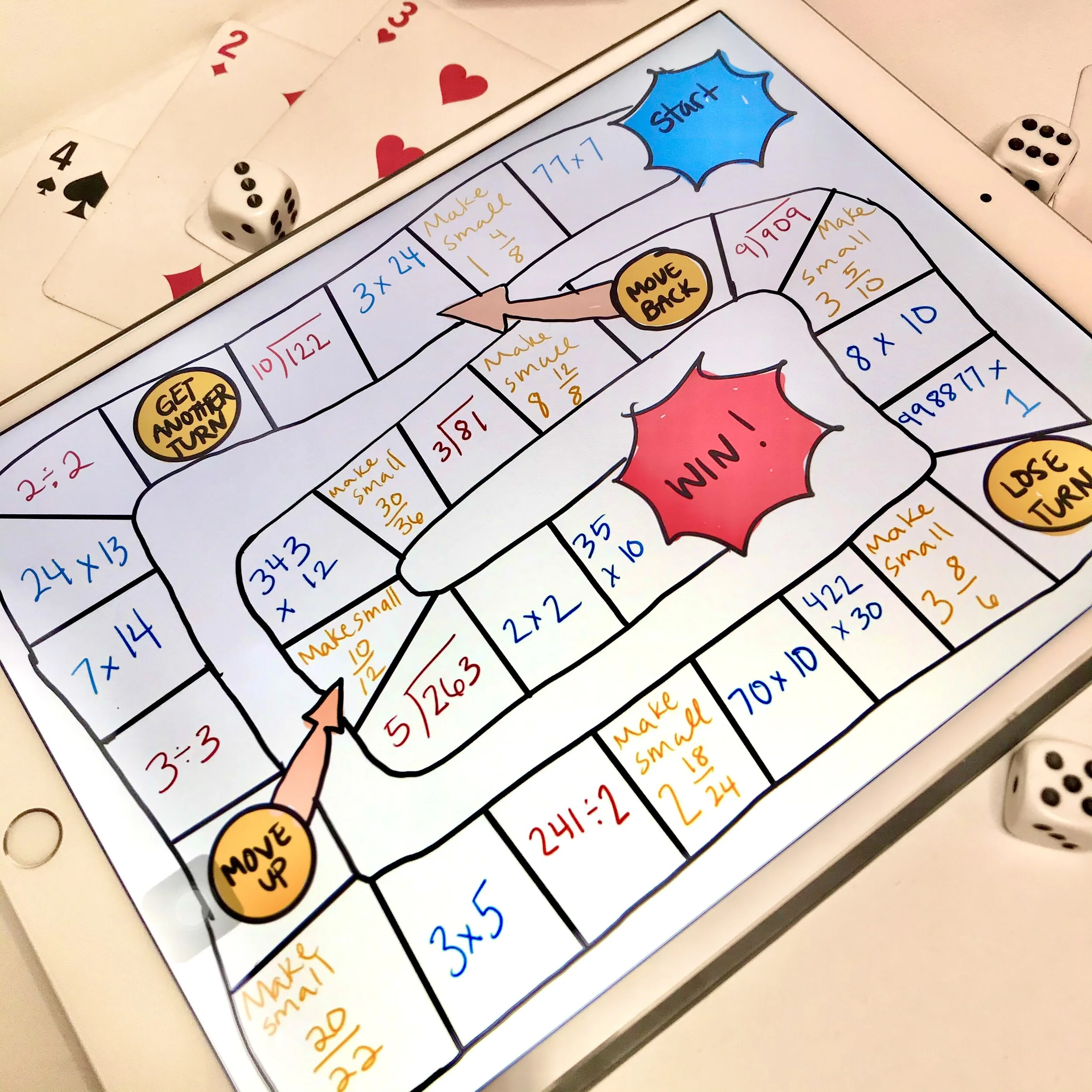 Educational Math Board Game - Set of 3 - (Digital PDF Instant Download) - Multiplication, Division, Reducing Fractions