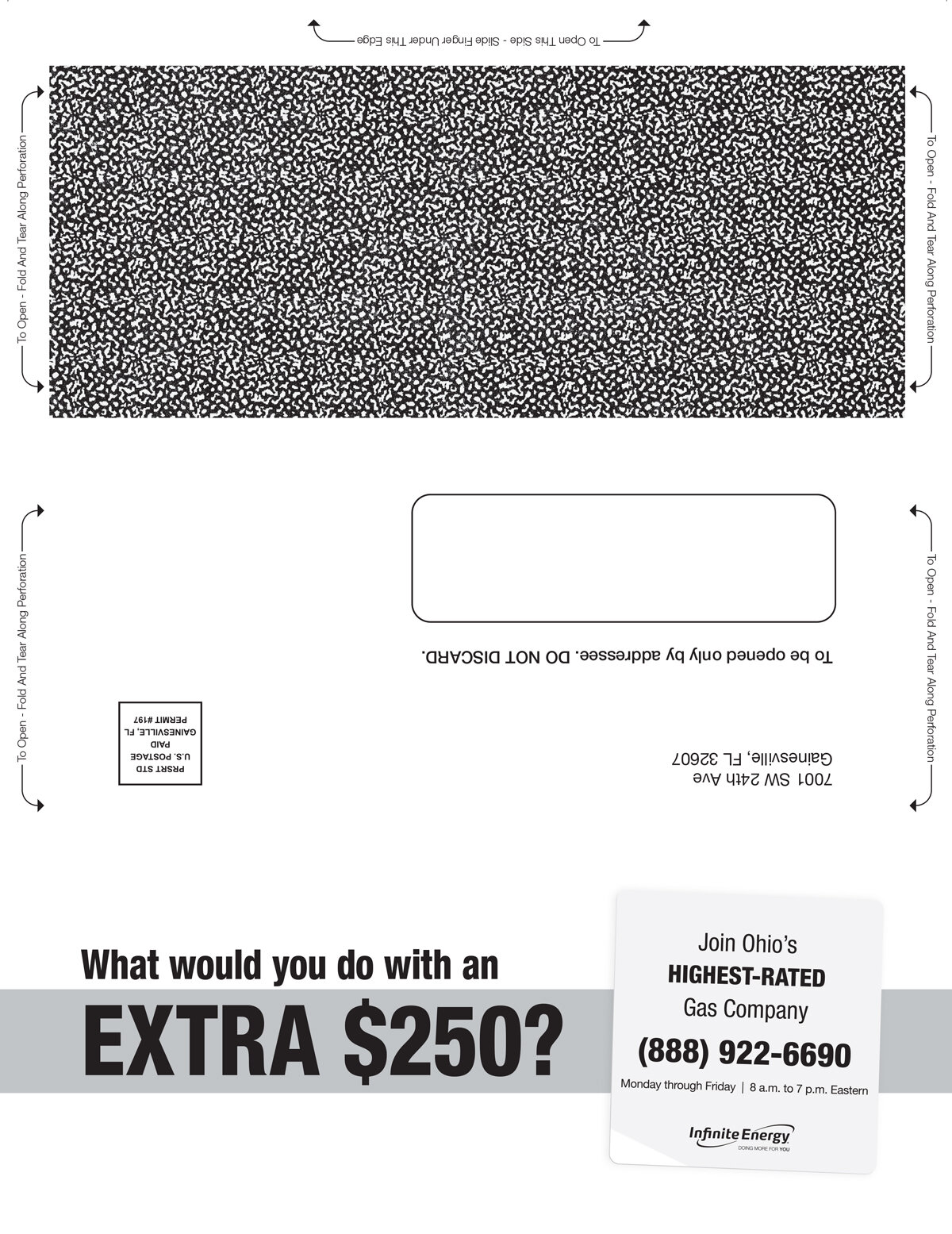Direct Mail - front side, window faux snap pack
